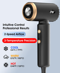 Flashbase Travel Hair Dryer ionic technology reduces static for smooth finish.