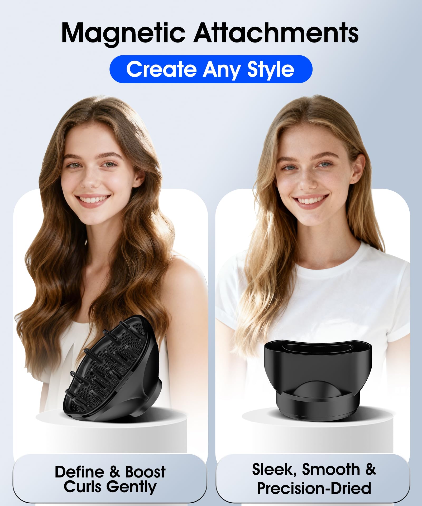 Flashbase Travel Hair Dryer magnetic attachments enable versatile styling.