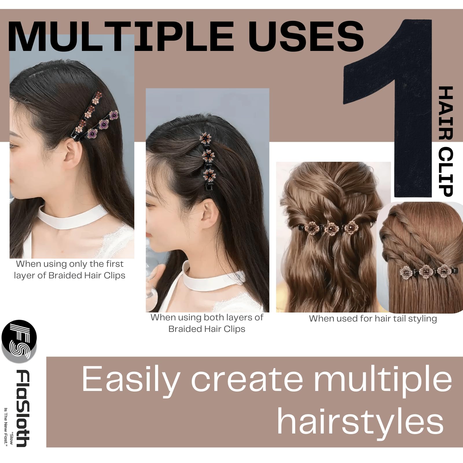 FlaSloth small clips close-up highlighting versatile mini-styling options.