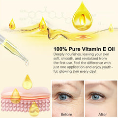 Flasture Vitamin E Oil applied to the body for lasting moisture.
