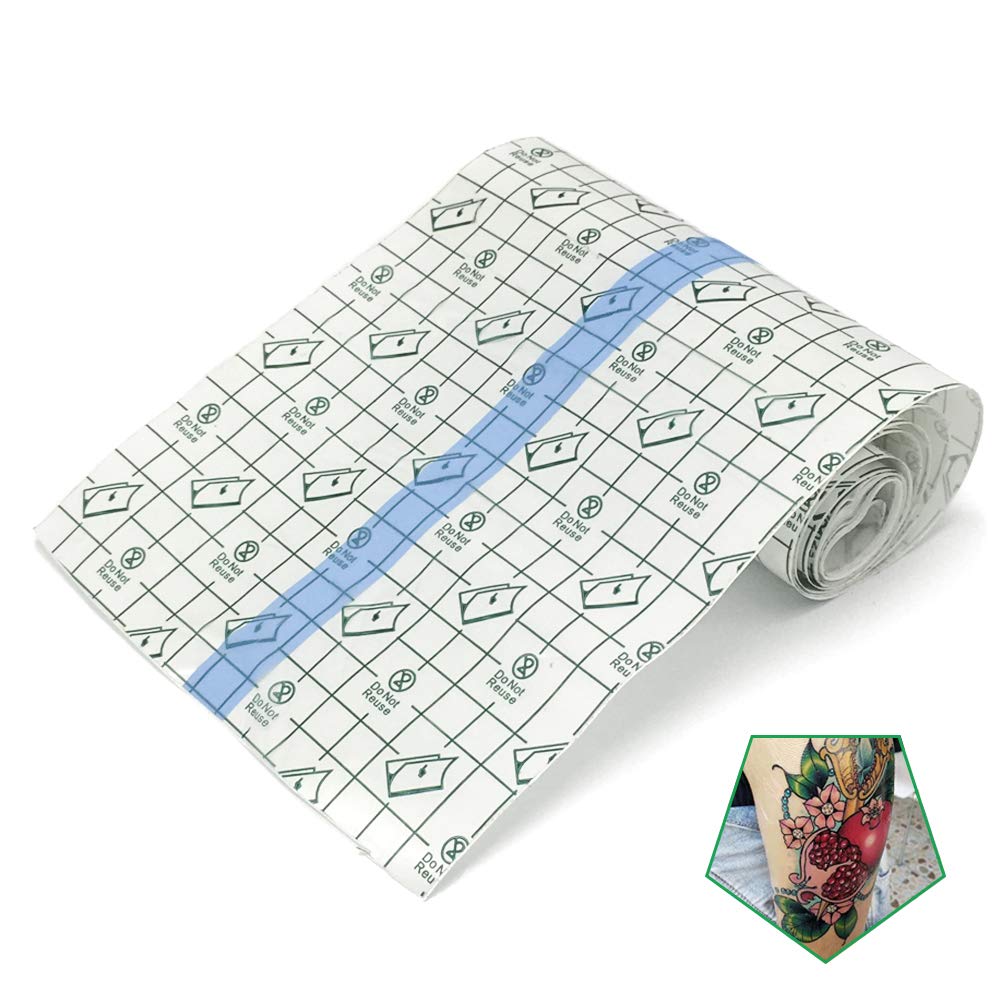 Flatoedu tattoo aftercare bandage roll pack shot with waterproof film protecting a tattoo