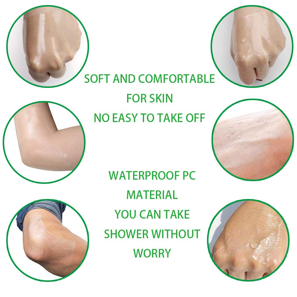 Bandage applied on skin demonstrates waterproof coverage during shower