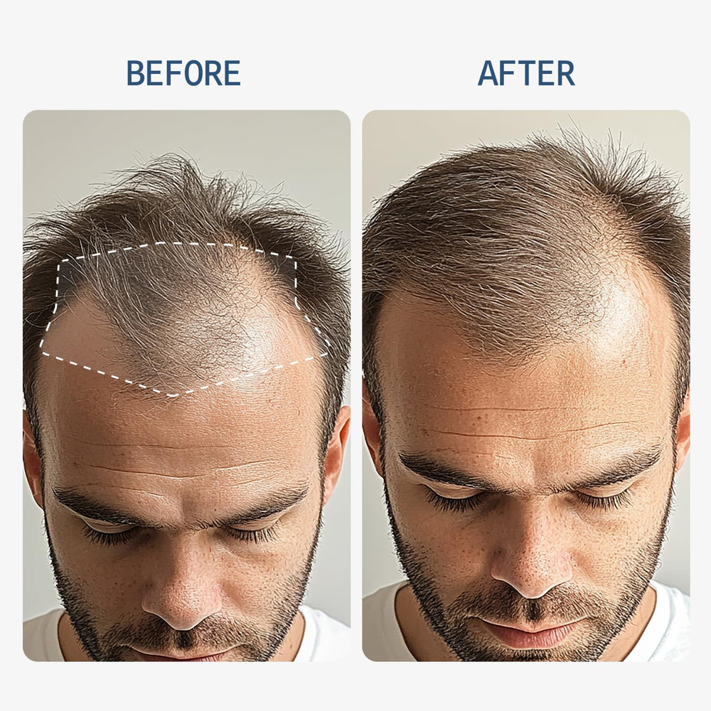 Fleava Hair Regrowth Serum on a nightstand suggesting a consistent routine for root support.