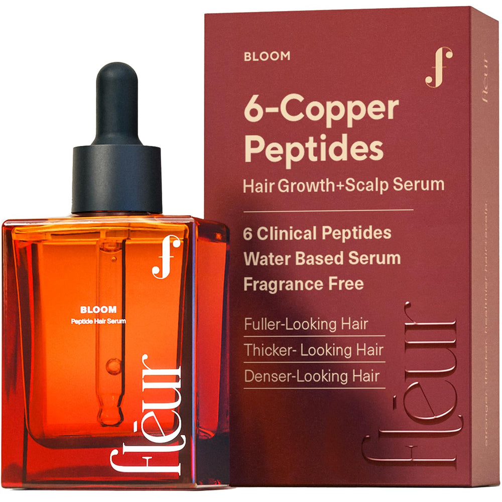 Fléur Bloom serum bottle with dropper for lightweight daily use.