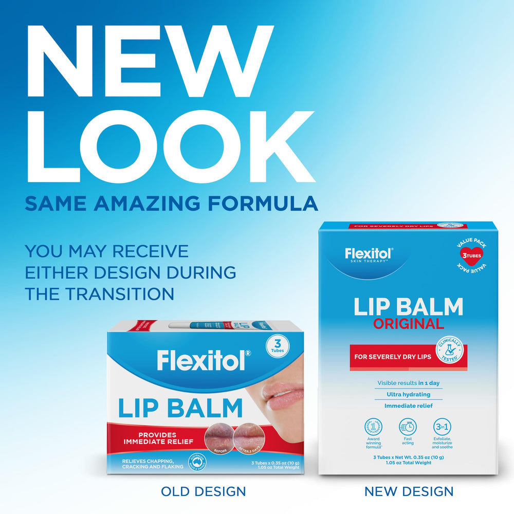Flexitol bálsamo labial en formato barra, fácil de usar.