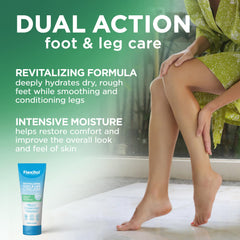 Flexitol foot cream being applied to soothe dry skin on feet.