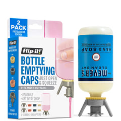 Flip-It! base cap 38mm in action for easy bottle emptying and waste reduction.