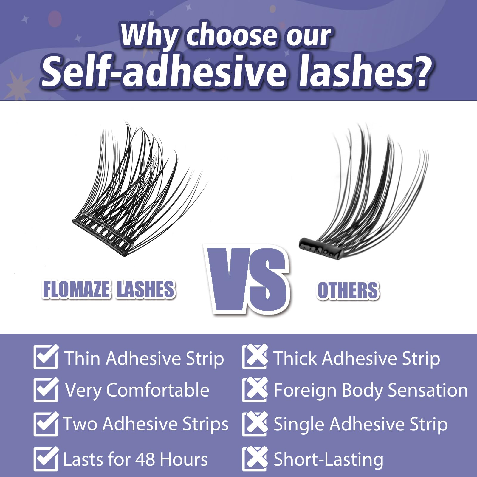 FLOMAZE lashes in 8–16mm mixed lengths for versatile cat-eye to natural looks.