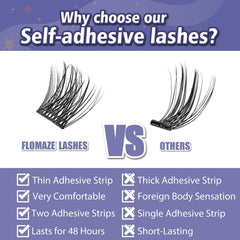 FLOMAZE lashes in 8–16mm mixed lengths for versatile cat-eye to natural looks.