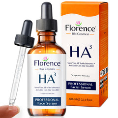 Florence suero de ácido hialurónico, botella, hidratación profunda para la piel.