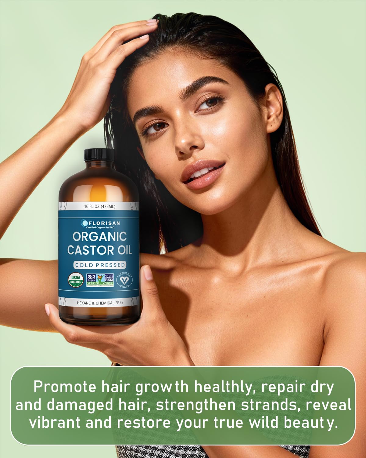 Florisan Castor Oil used on eyelashes and eyebrows for nourishing care.