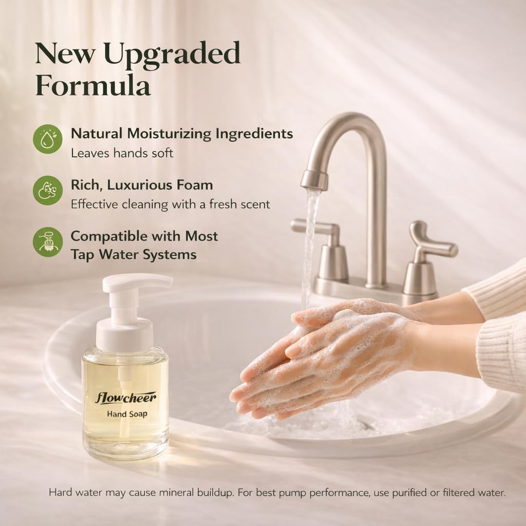 Flowcheer dosificador de espuma para jabón, uso sencillo en casa.