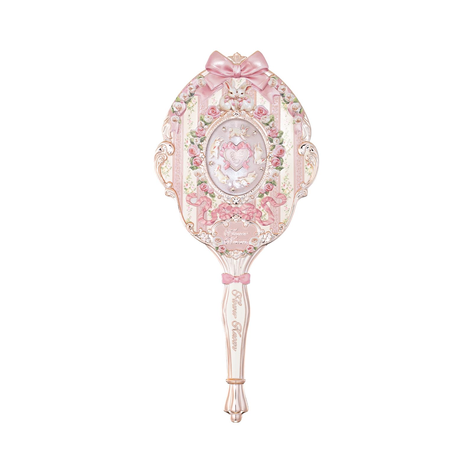 Flower Knows Bunny Garden hand mirror with long handle for easy touch-ups on the go.