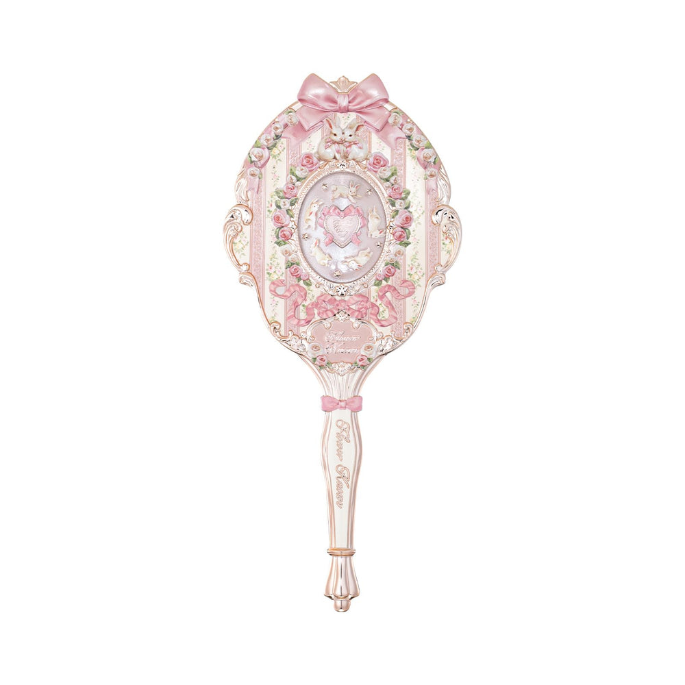 Flower Knows Bunny Garden hand mirror with long handle for easy touch-ups on the go.