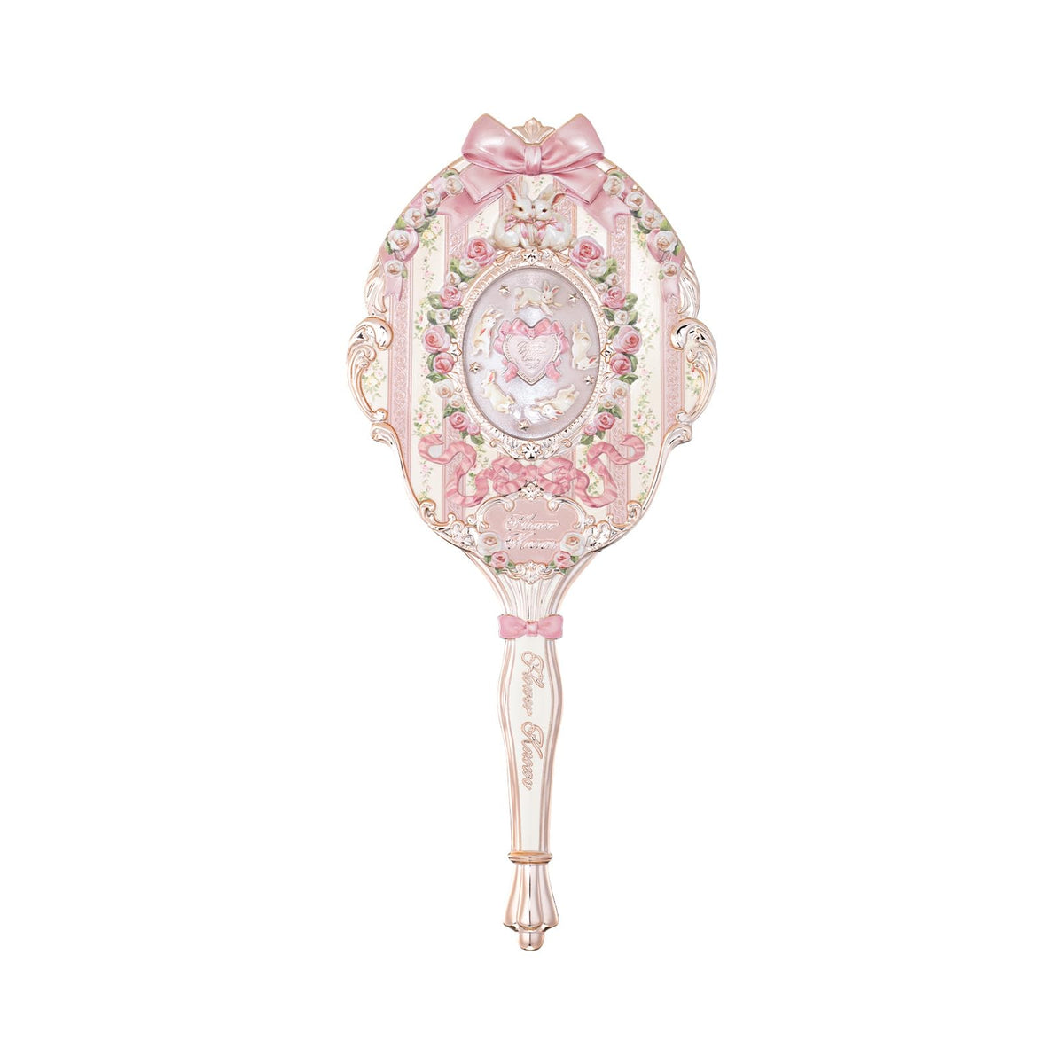 Flower Knows Bunny Garden hand mirror with long handle for easy touch-ups on the go.