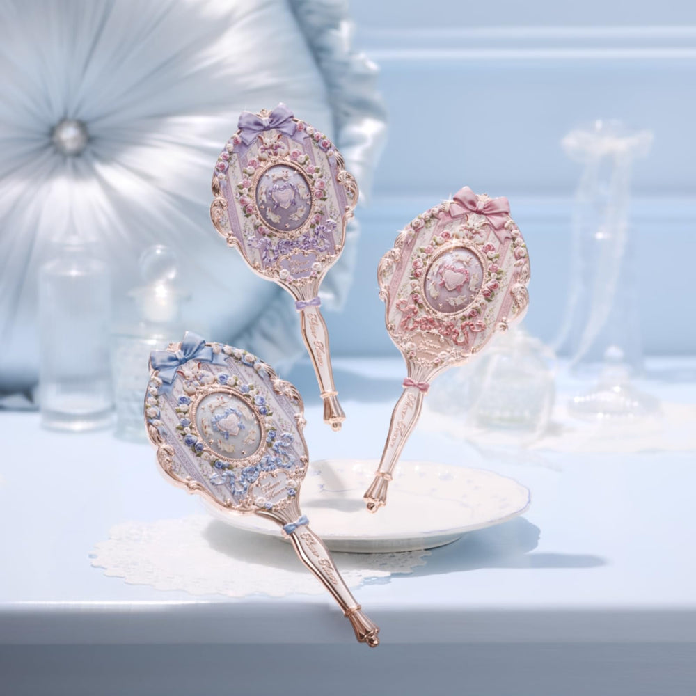 Flower Knows Rosette Pink design adds whimsical décor to a vanity.