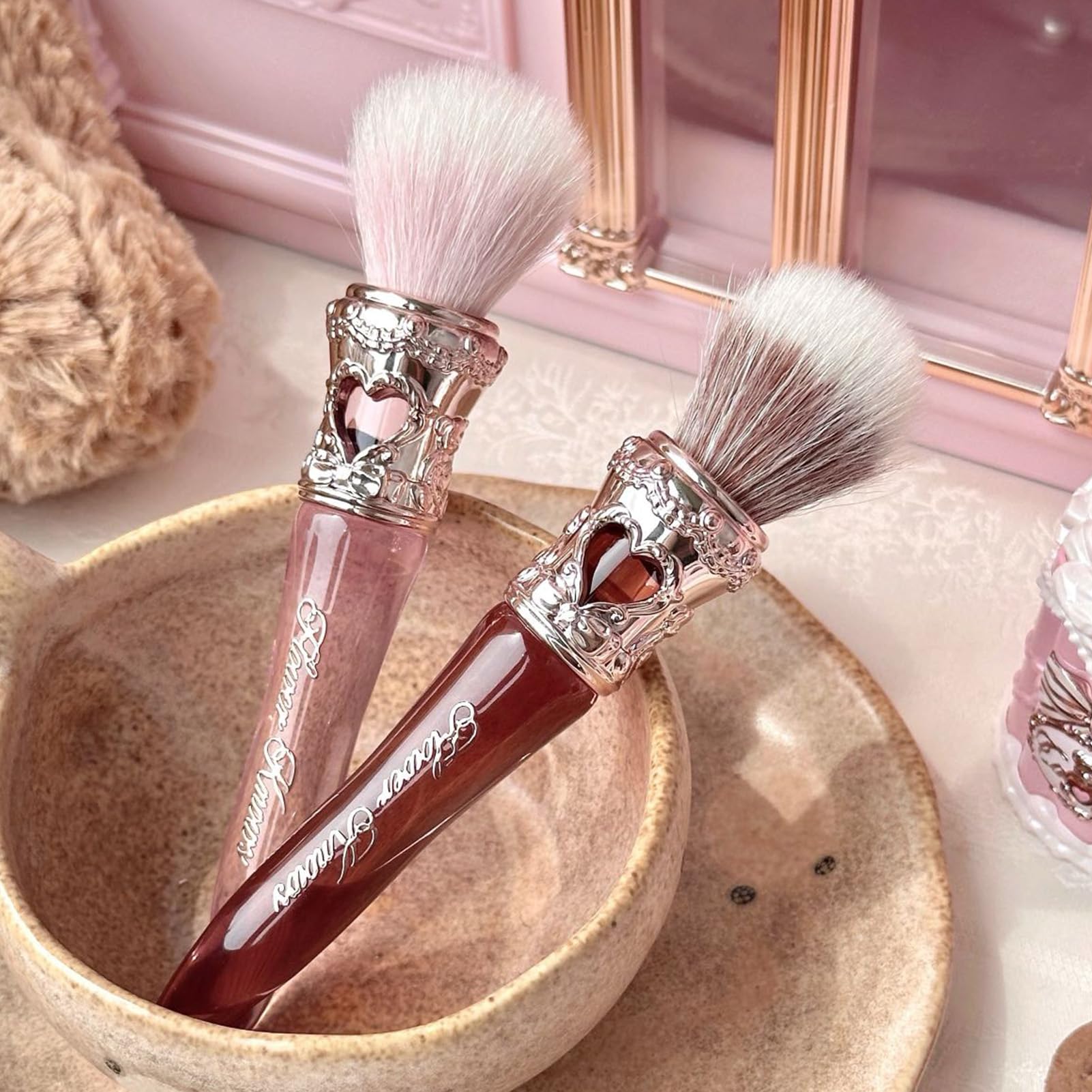 Flower Knows Sweetie Bear rounded blush brush in chocolate brown for soft, versatile application