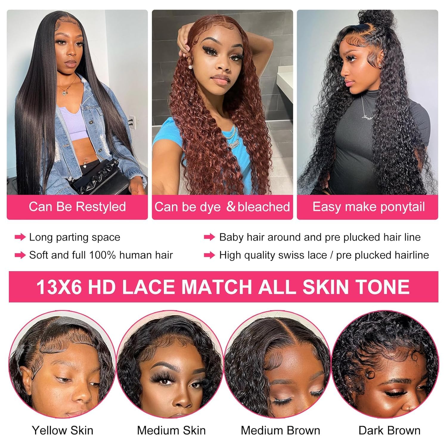 Flower Shadow 13x6 HD Swiss lace front blends with skin tone for seamless scalp.