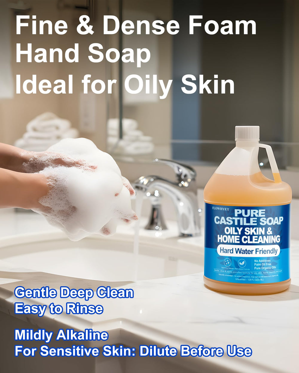 FLOWHYET unscented castile soap foam for gentle hand washing