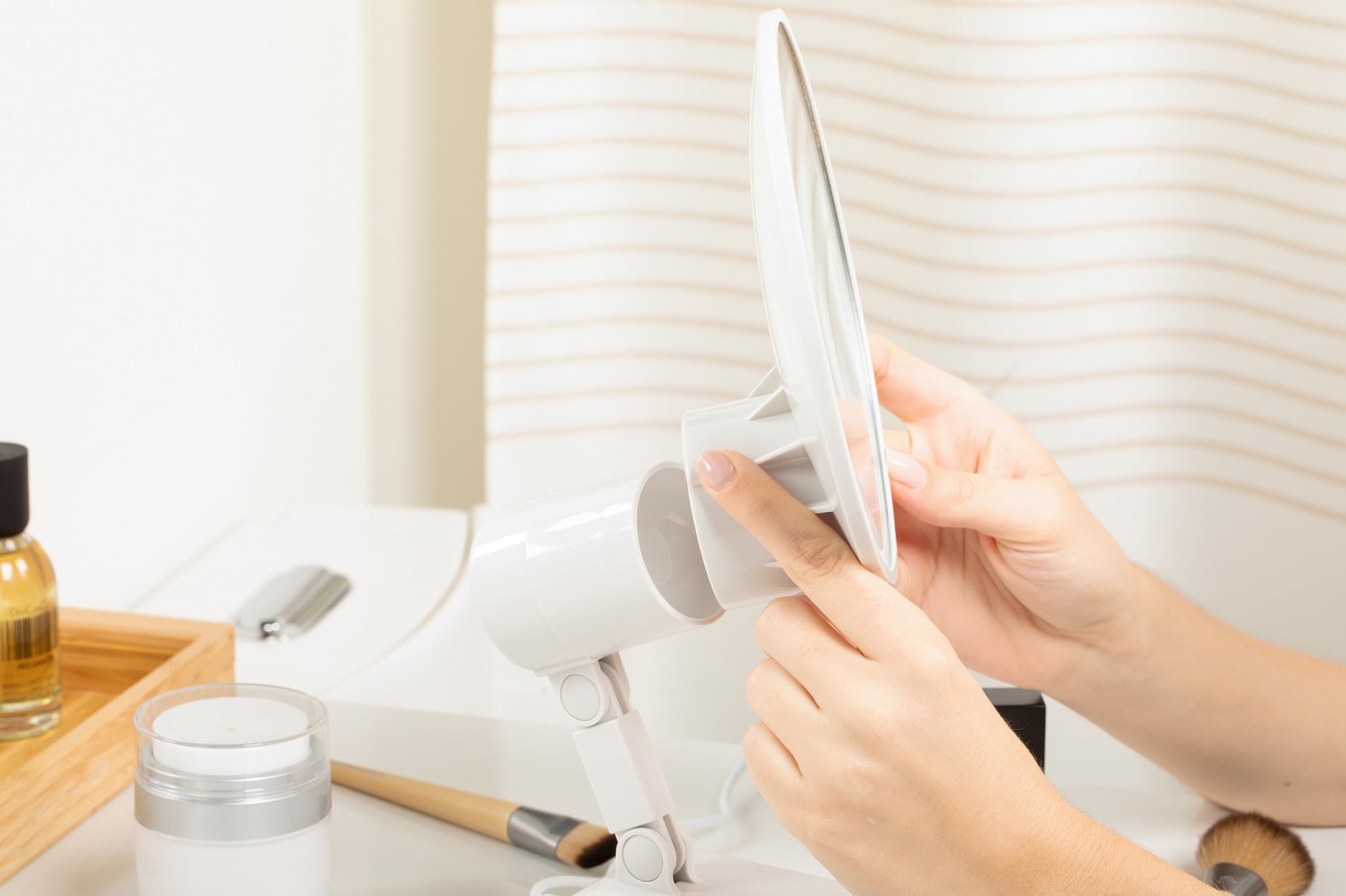 Floxite FL-615-2 well-lit mirror in action for makeup and grooming