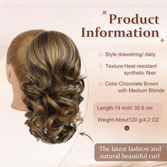 Flufymooz ponytail extension color chocolate brown highlights warm tones