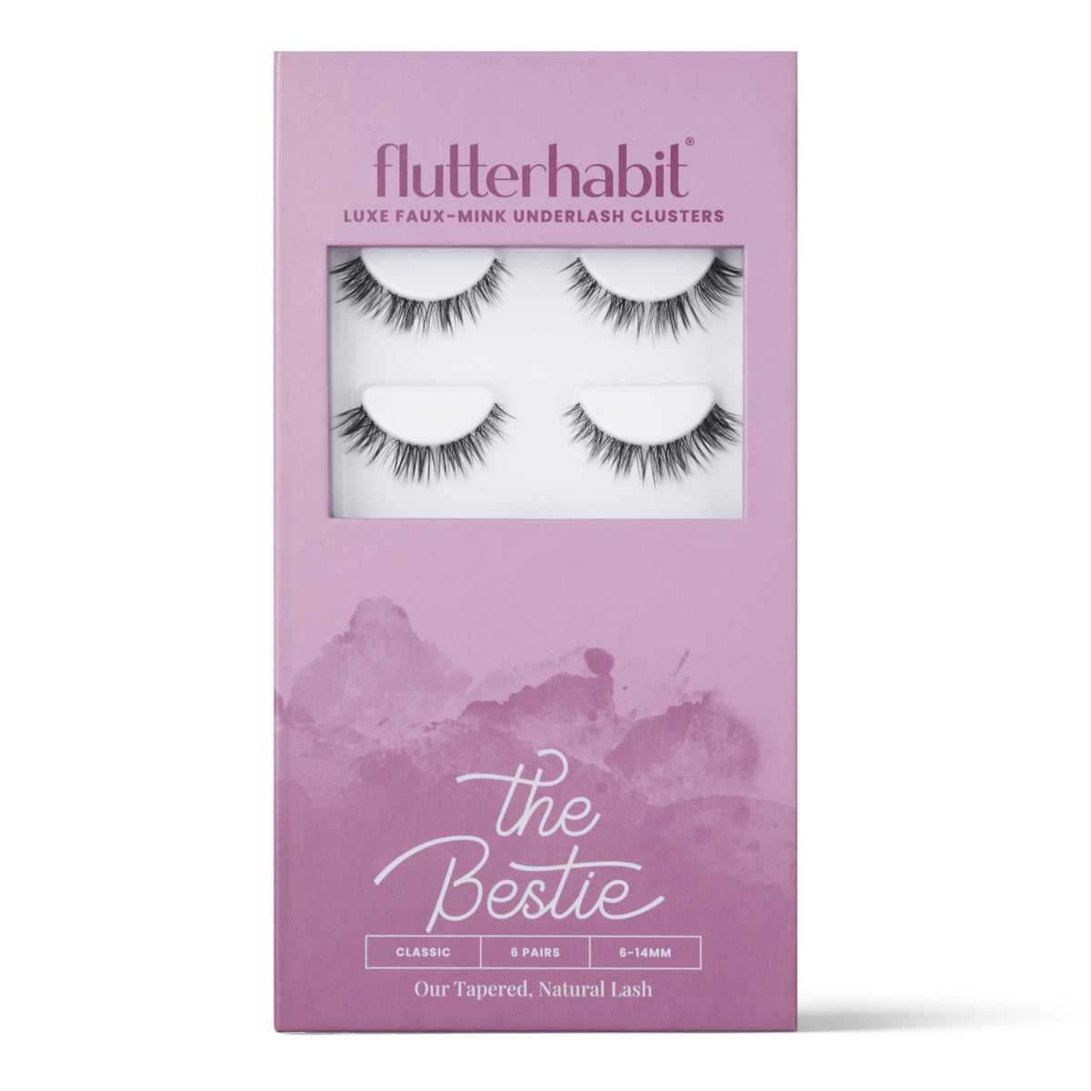 FlutterHabit Bestie Lash Clusters pack showcases six sets for at-home salon-quality lashes.