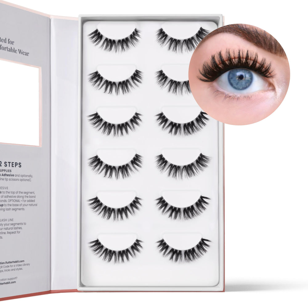 FlutterHabit The Flirt daily wear lashes with balanced length for day-to-night look.