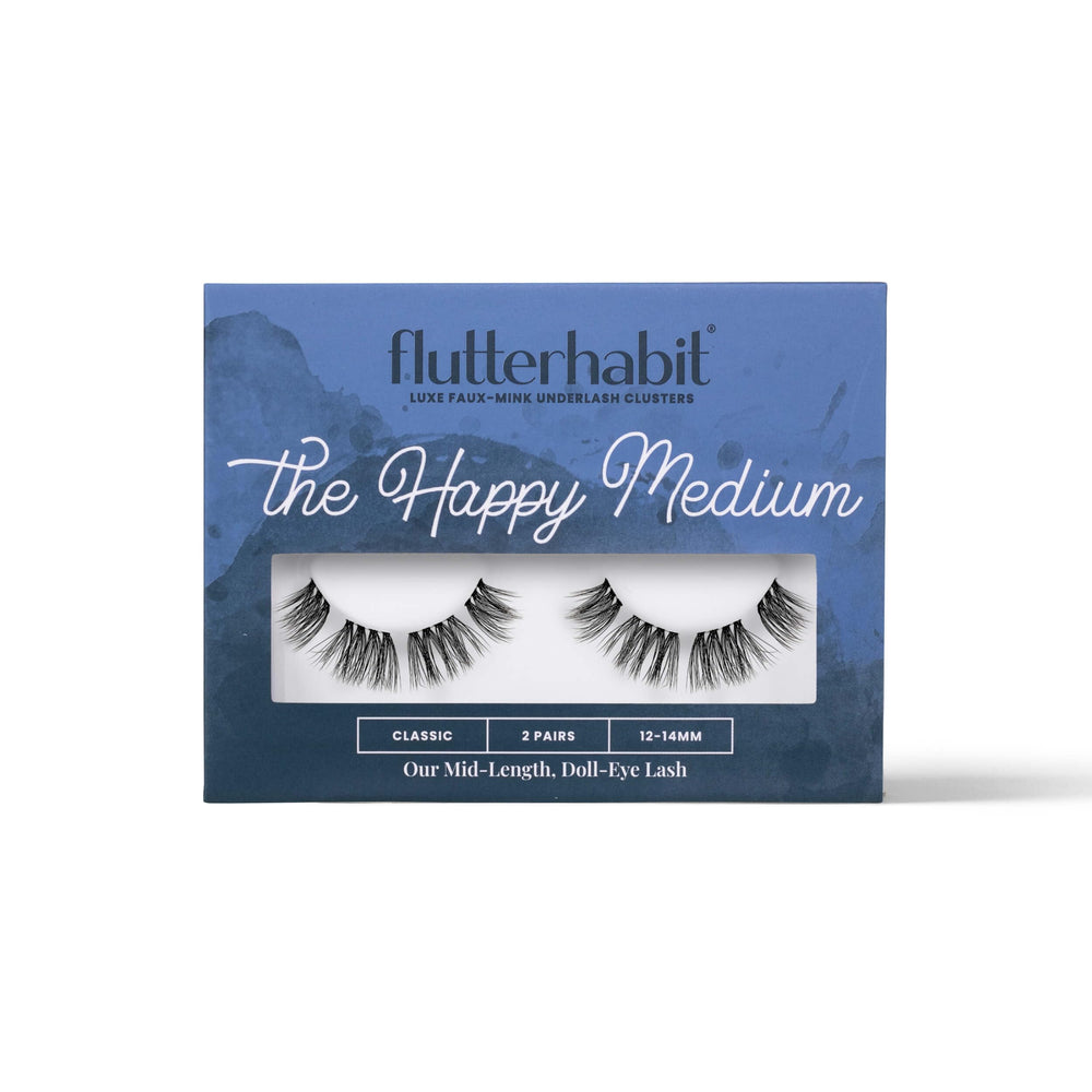 FlutterHabit The Happy Medium box front with two lash sets for versatile looks