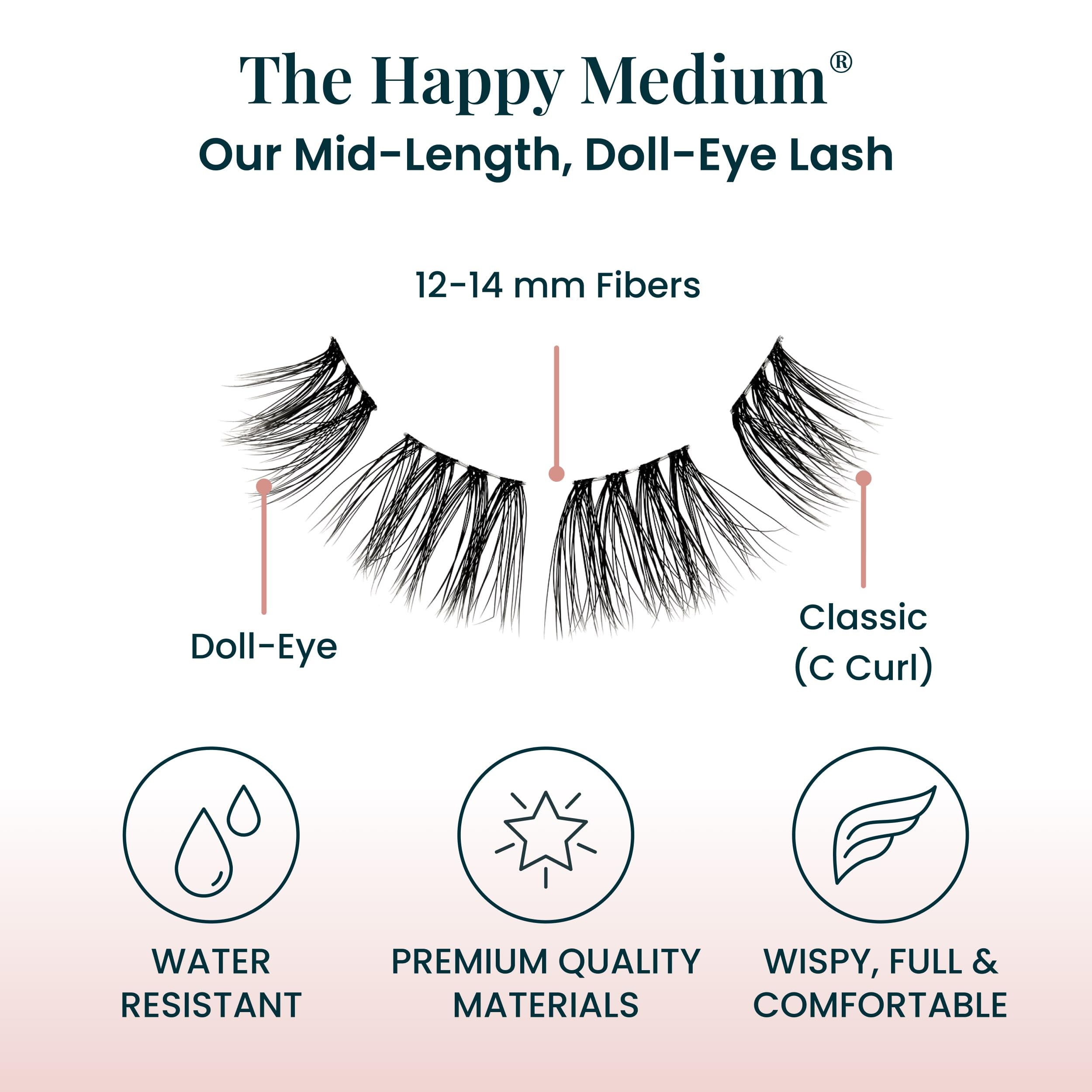 FlutterHabit The Happy Medium lashes applied at lash base for natural look