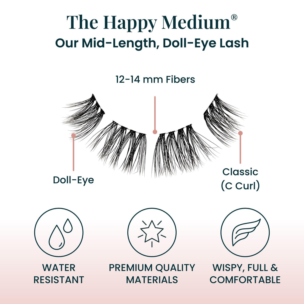 FlutterHabit The Happy Medium lashes applied at lash base for natural look