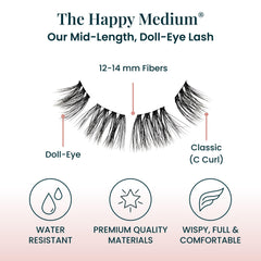 FlutterHabit The Happy Medium lashes applied at lash base for natural look