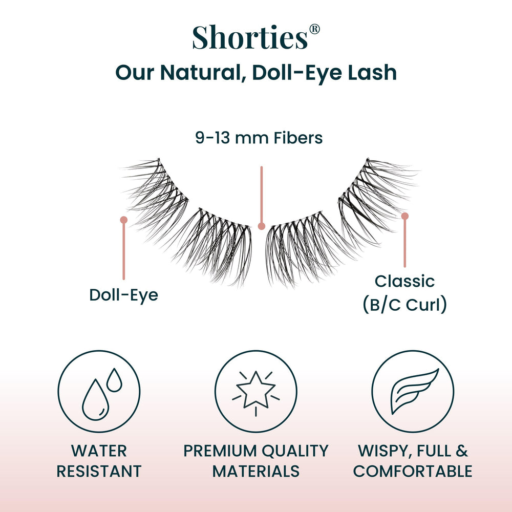 FlutterHabit The Shorties premium lashes provide durable, long-lasting wear.