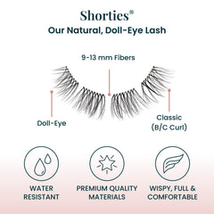 FlutterHabit The Shorties premium lashes provide durable, long-lasting wear.