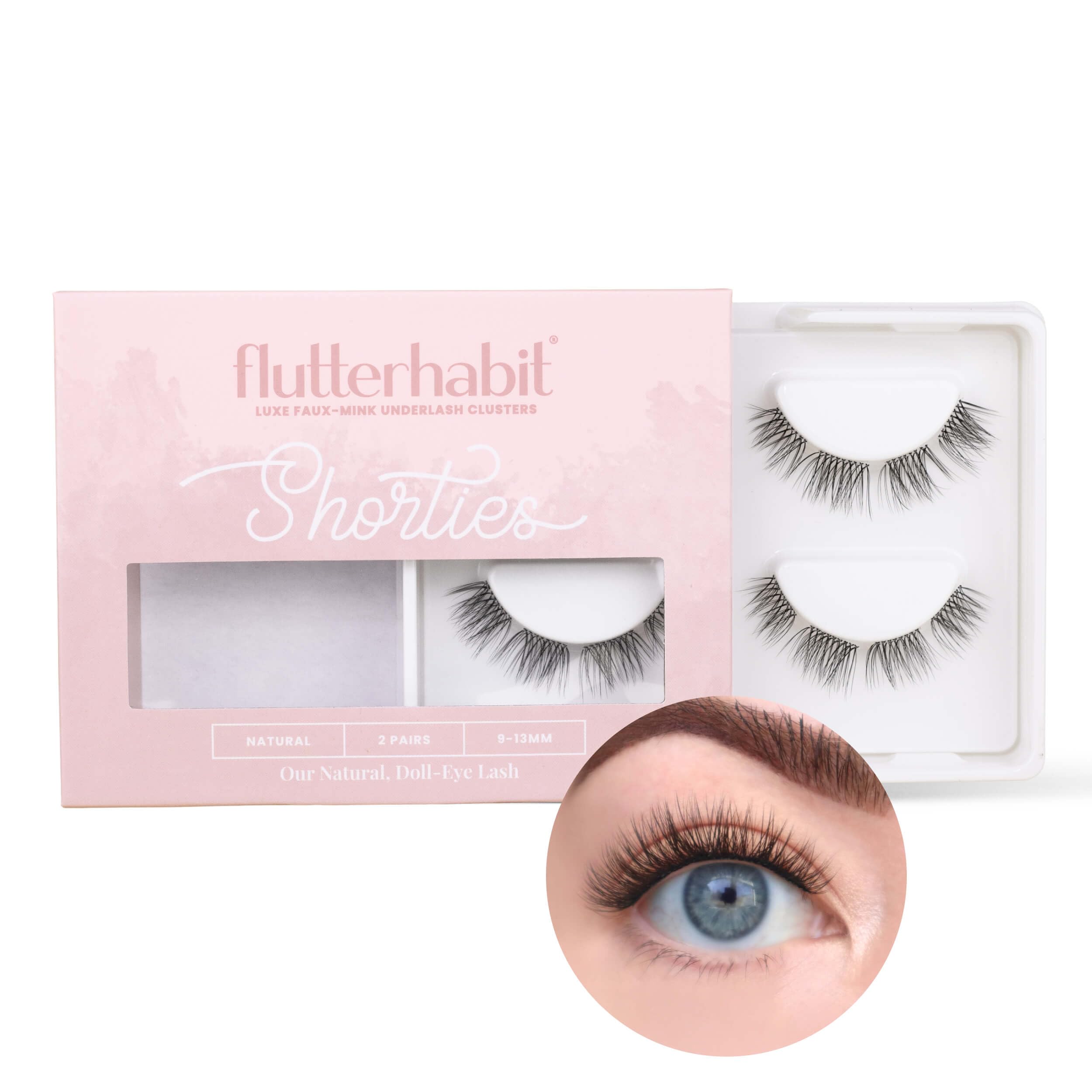 FlutterHabit The Shorties pre-cluster lashes base enables quick, mapping-free application.