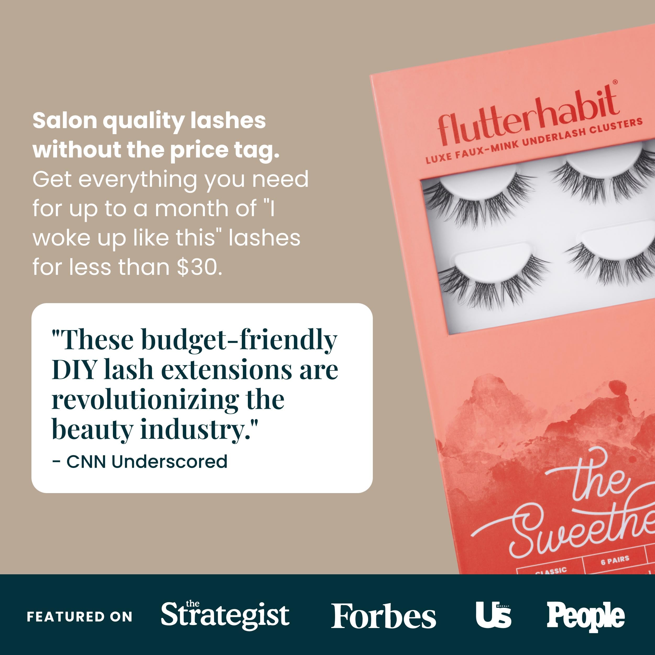 Under-lash adhesive guidance for Sweetheart lash clusters