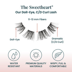 Sweetheart lashes demonstrating water-resistant design and durability