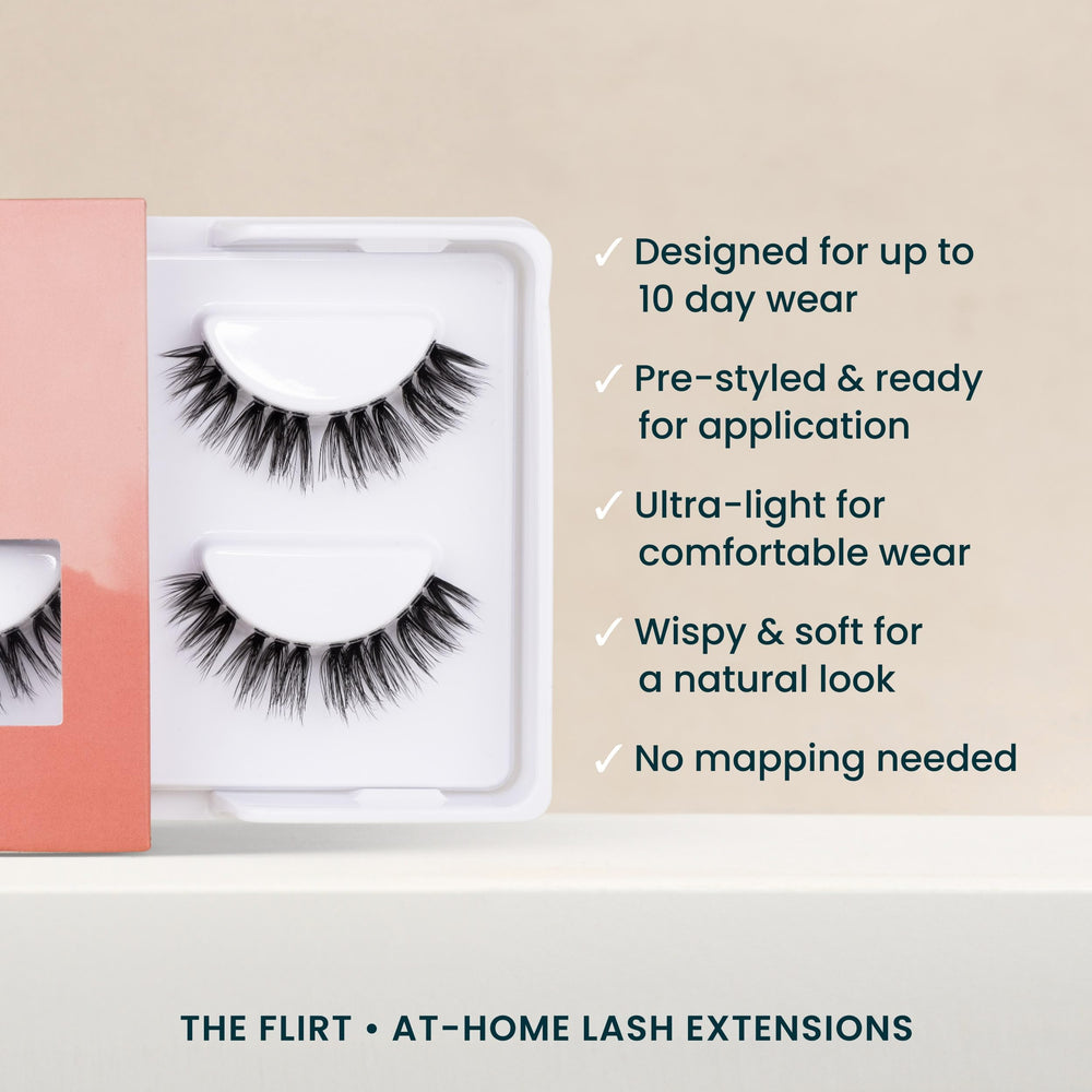 FlutterHabit The Flirt Lashes application on the lid demonstrating secure base placement.