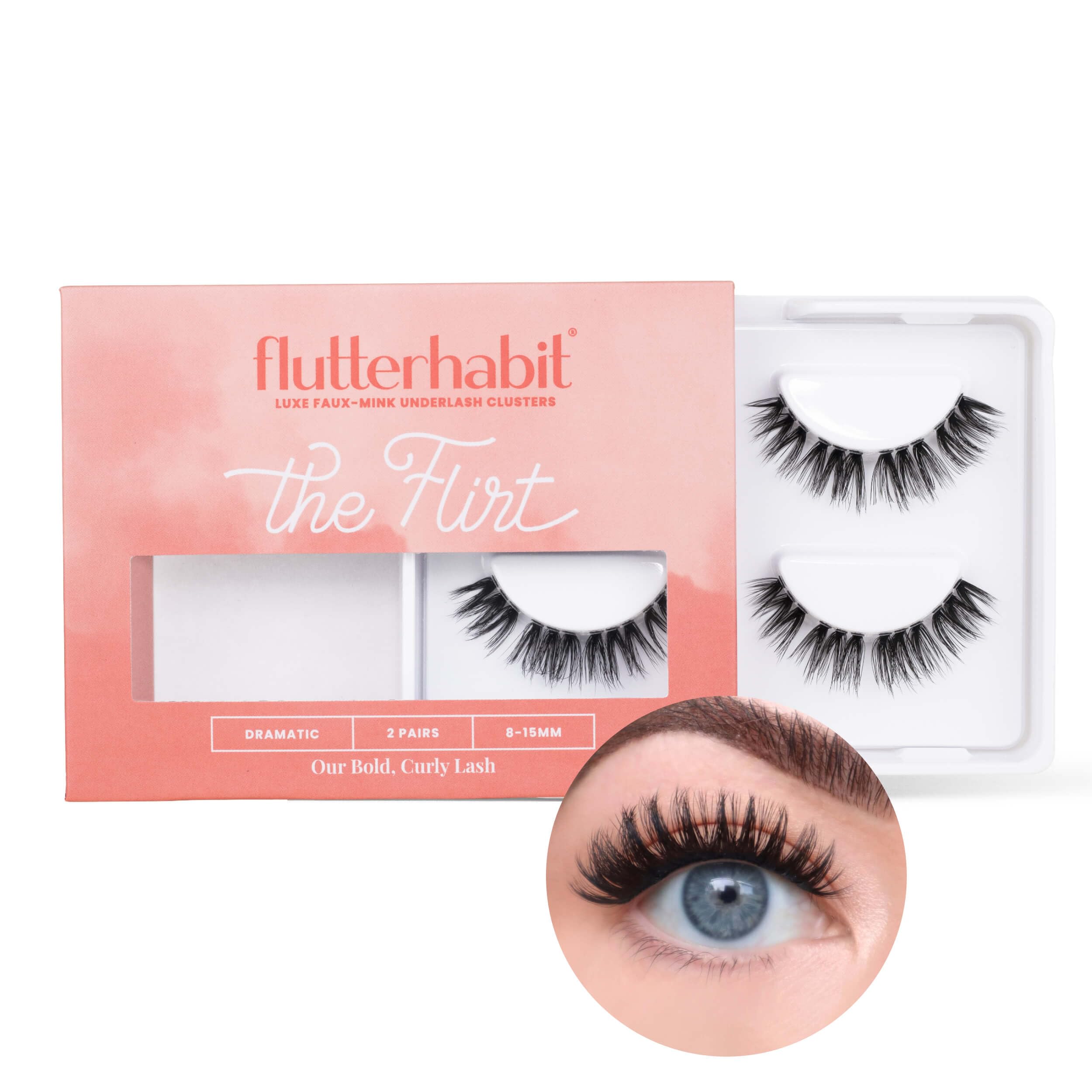 FlutterHabit The Flirt Lashes natural cat-eye look for everyday elegance.