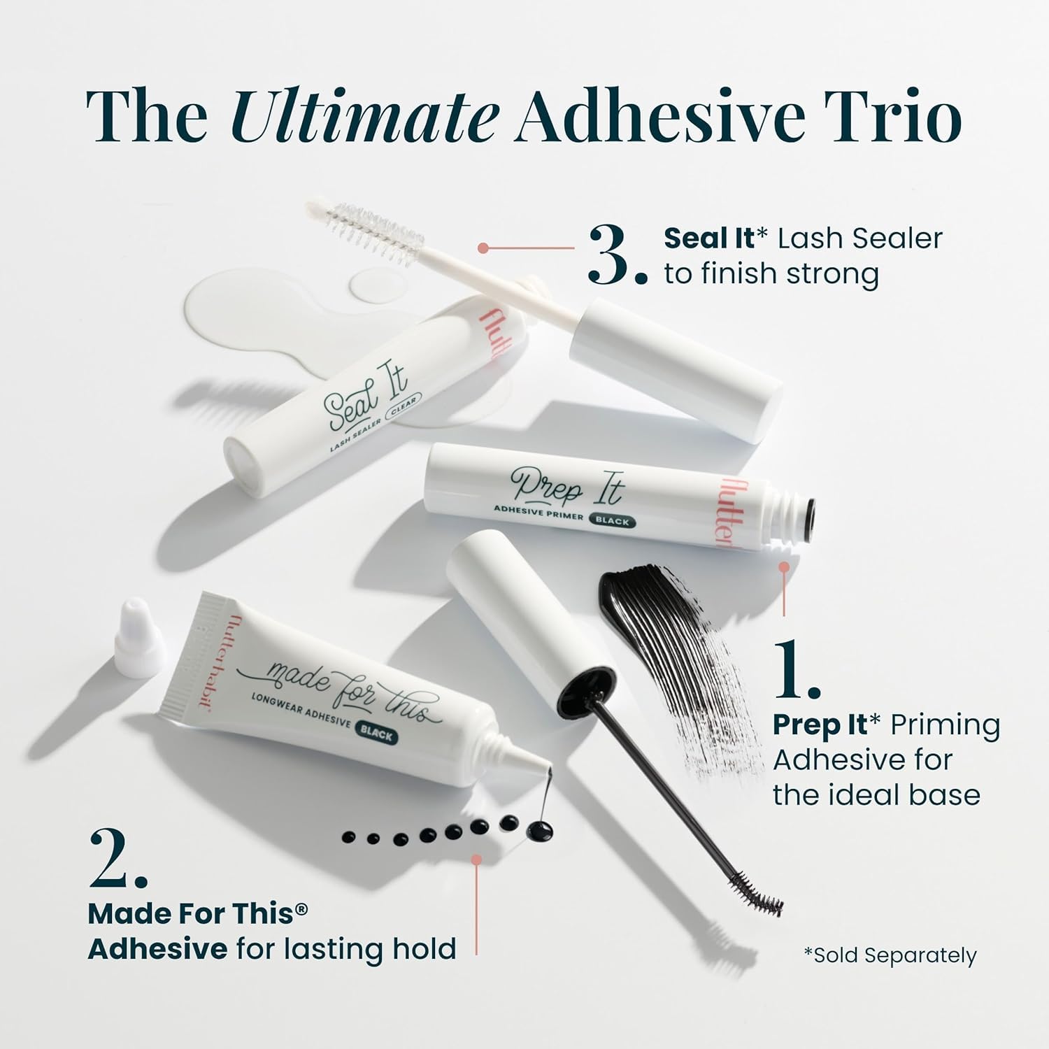 FlutterHabit Under-lash application-friendly adhesive for a seamless blend with fluttery lashes.