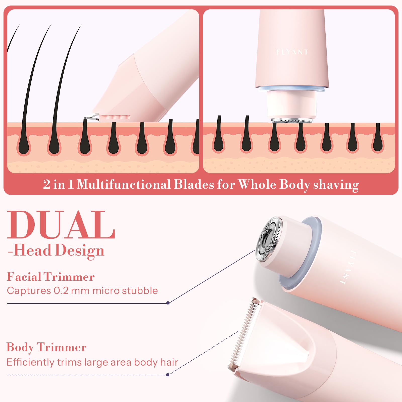 Flyant Bikini Trimmer in waterproof setup, safe for shower grooming.