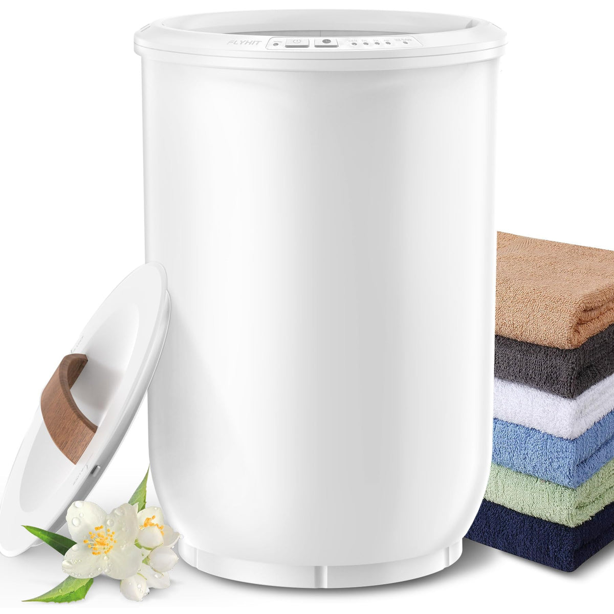 FLYHIT towel warmer with bucket lid keeps towels warm and ready