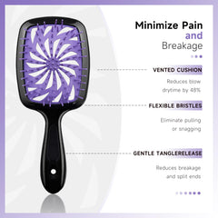 FlyLanyards detangling brush eases knot removal on wet or dry hair.
