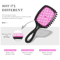 FlyLanyards Detangler Brush purple—efficient knot removal on thick curls.