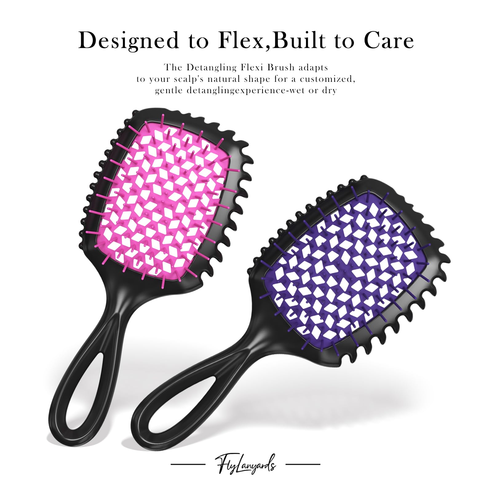 FlyLanyards Detangler Brush travel-compact—great for gym and trips.