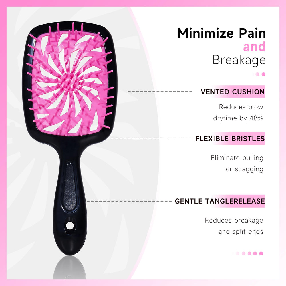 FlyLanyards detangling brush eases knot removal on wet and dry hair for all family members.