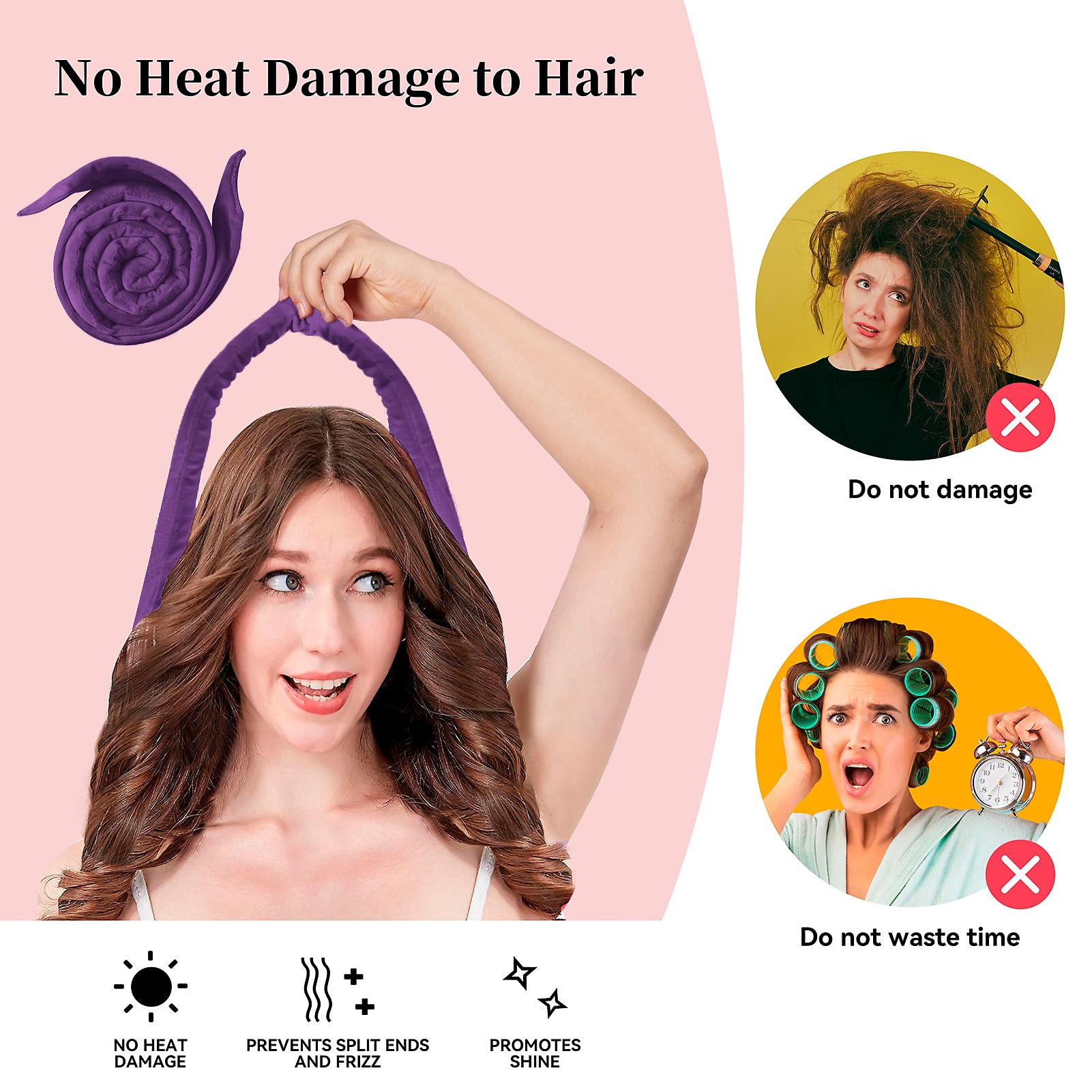 Flylipu 60-inch headband demonstrates secure wrap for thick hair.