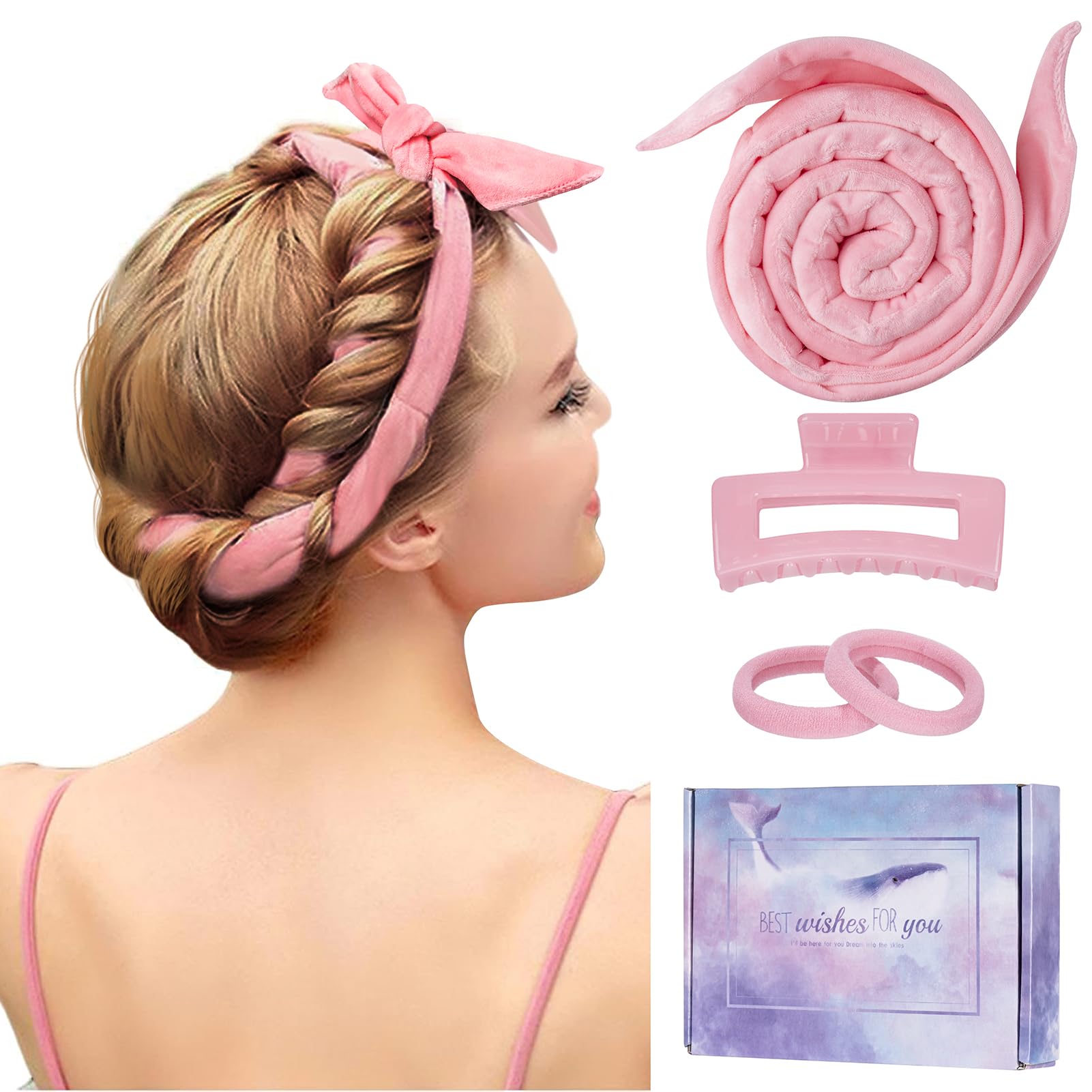 Flylipu 60inch heatless curler velvet close-up for soft night-time comfort and wrap
