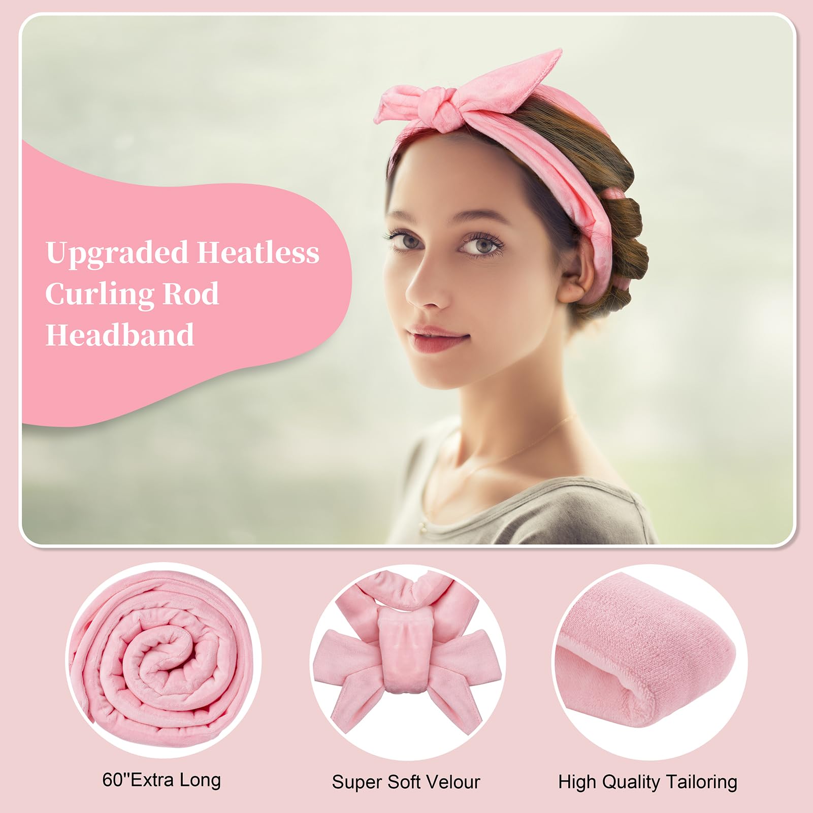 Flylipu 60inch heatless curler wrapped around hair showing long-length coverage for thick hair