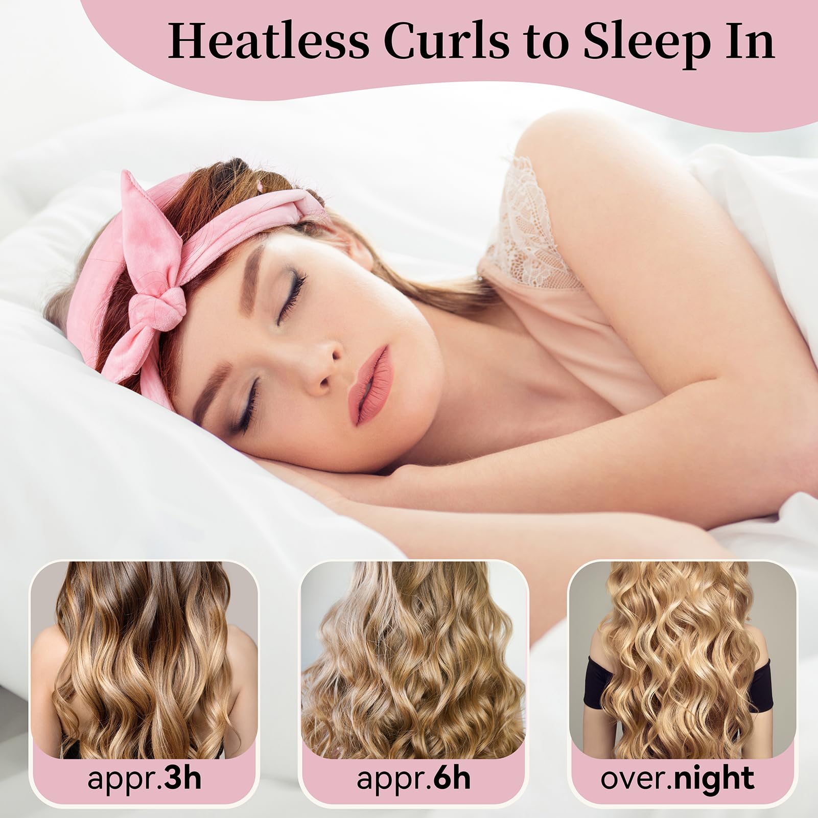 Flylipu heatless curler shown on varied hair types for versatility