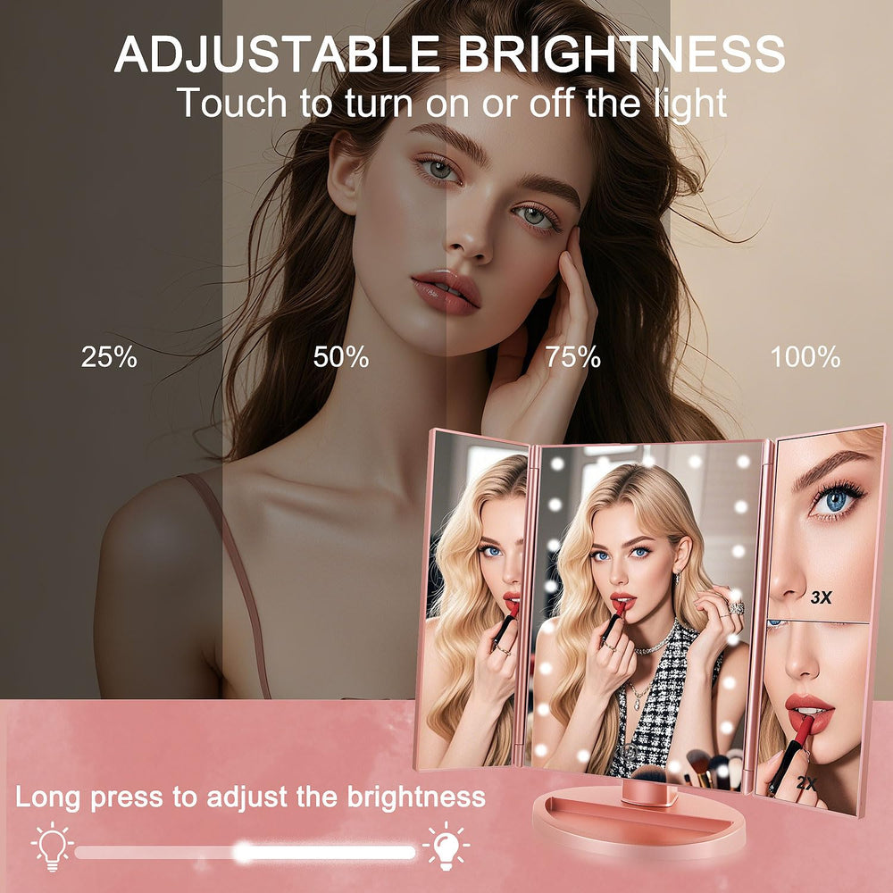 Flymiro mirror 2x magnification on right panel for eyebrow shaping.
